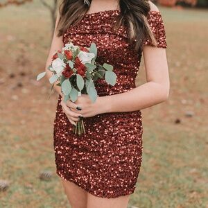 Gianni Bini Red Sequin Off-Shoulder Dress